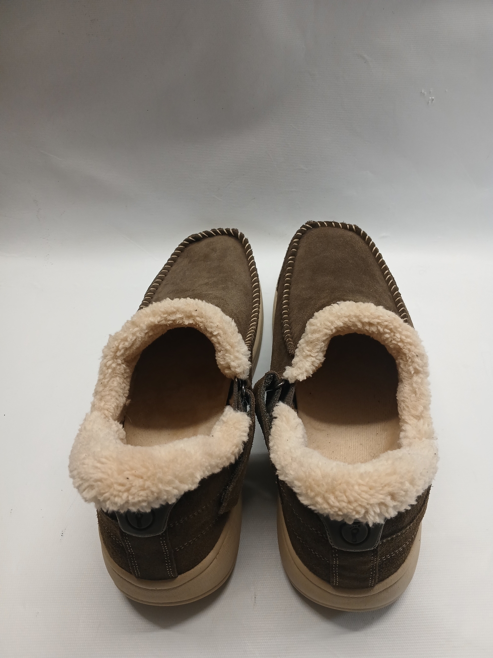 Orthofeet Men's Othopedic Brown Suede Slip-On with Cream Shearling Collar - Picture 6 of 15